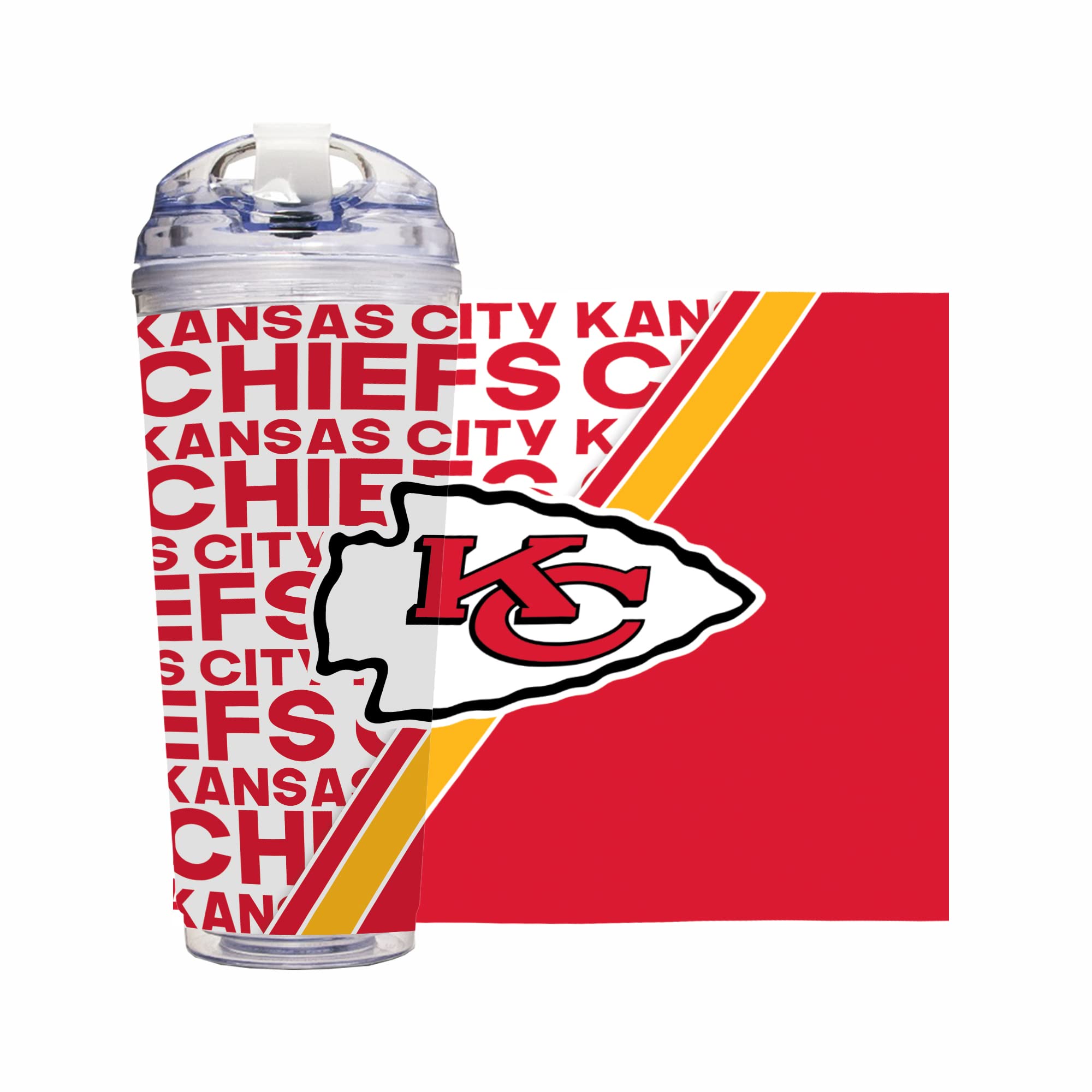 Rico Industries NFL Football 24oz Acrylic Tumbler with Hinged Lid, Officially Licensed Double Wall Tumbler for NFL Fans