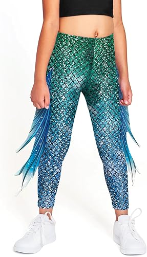Mermaid Leggings for Girls Fish Scale Printing Yoga Pants Halloween Costume Tights Mermaid Birthday Outfit