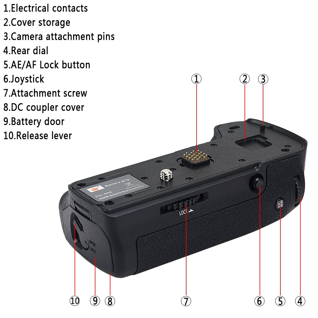 DSTE DMW-BGGH5GK Poignée d'alimentation verticale compatible avec appareil photo Panasonic Lumix DMC-GH5 GH5