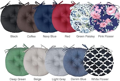 Miniatura 7 de Cojines redondos para sillas de bistró para exteriores, cojines de asiento circulares de 15 pulgadas para sillas de patio al aire libre, juego de 2,