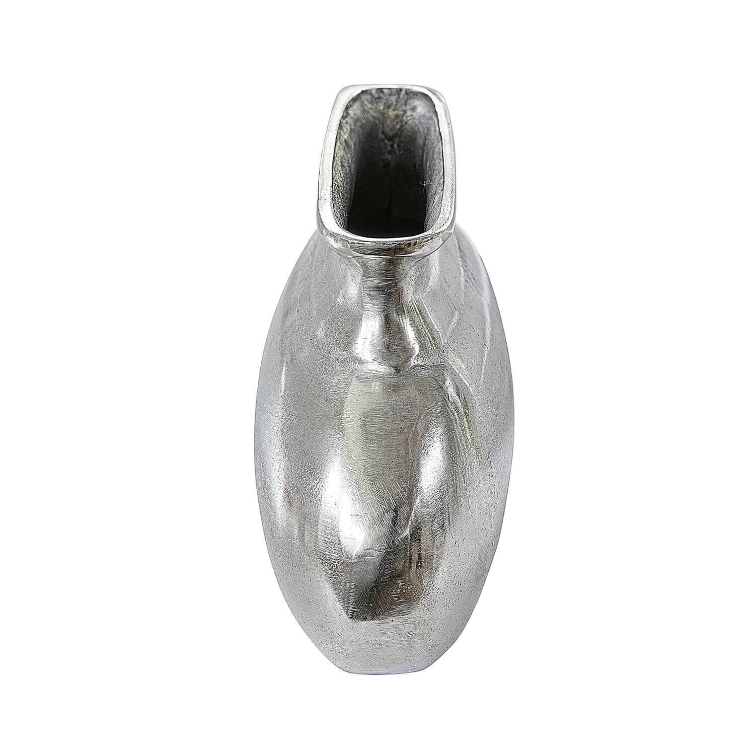 Loberon Vase Melisique, Glänzendes Finish, Längliche Form, Zeitloses Design, Leicht Strukturierte Oberfläche, Blumenvase, Wohn-Accessoire, Aluminiumguss, Silber