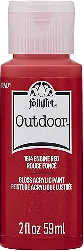 FolkArt Pintura acrílica para exteriores en varios colores 2 onzas rojo motor 1614