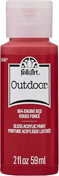 FolkArt Outdoor Acrylic Paint in Assorted Colors 2 Ounce, 1614 Engine Red