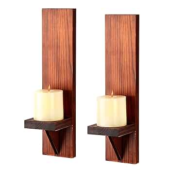 Amazon.com: OwnMy Set of 2 Wooden Wall Candle Sconces Rustic