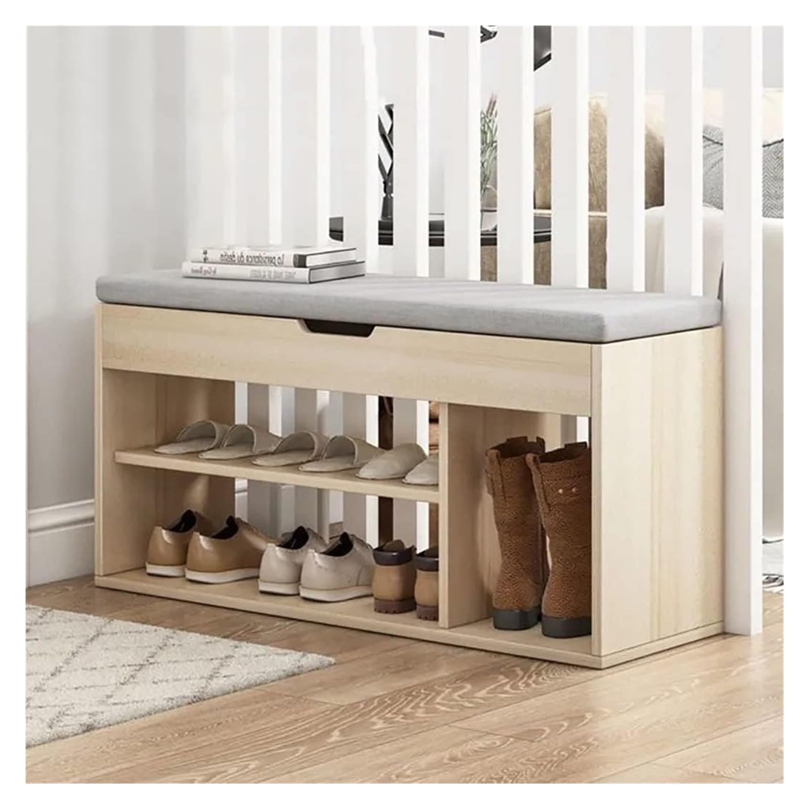 Banc de rangement à chaussures avec tiroir et siège rembourré pour couloir