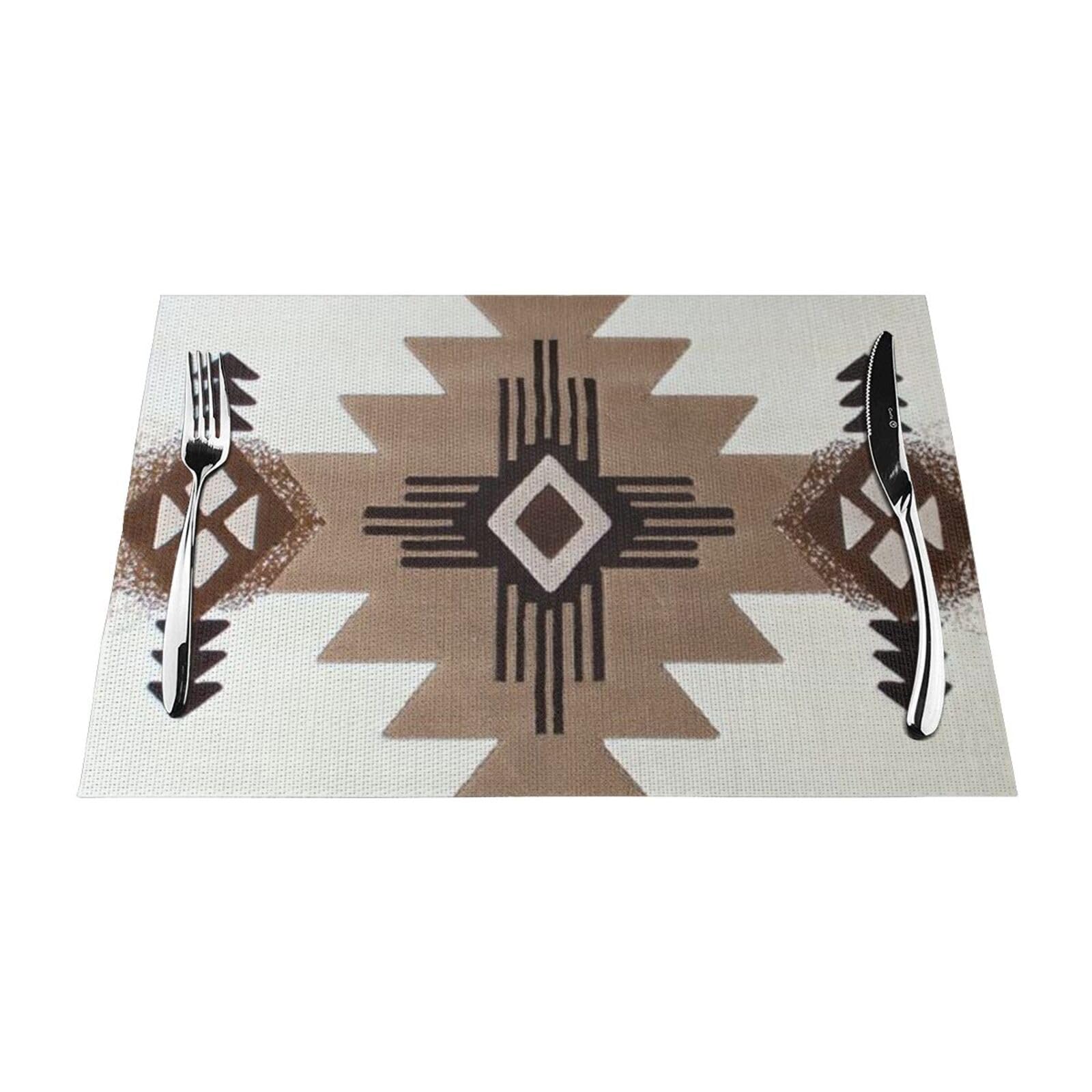 PVC Placemat Set of 4 PCS, 45x30 CM, Native American Printed Non-Slip Heat Resistant Place Mats for Kitchen Dining Table Indoor Outdoor