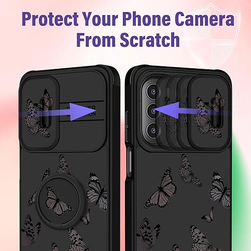 Miniatura 4 de Funda para Moto G Stylus 5G 2022 2022 con diseño de mariposa para mujer, bonita estética, diseño único de mariposa negra, con funda para cámara y