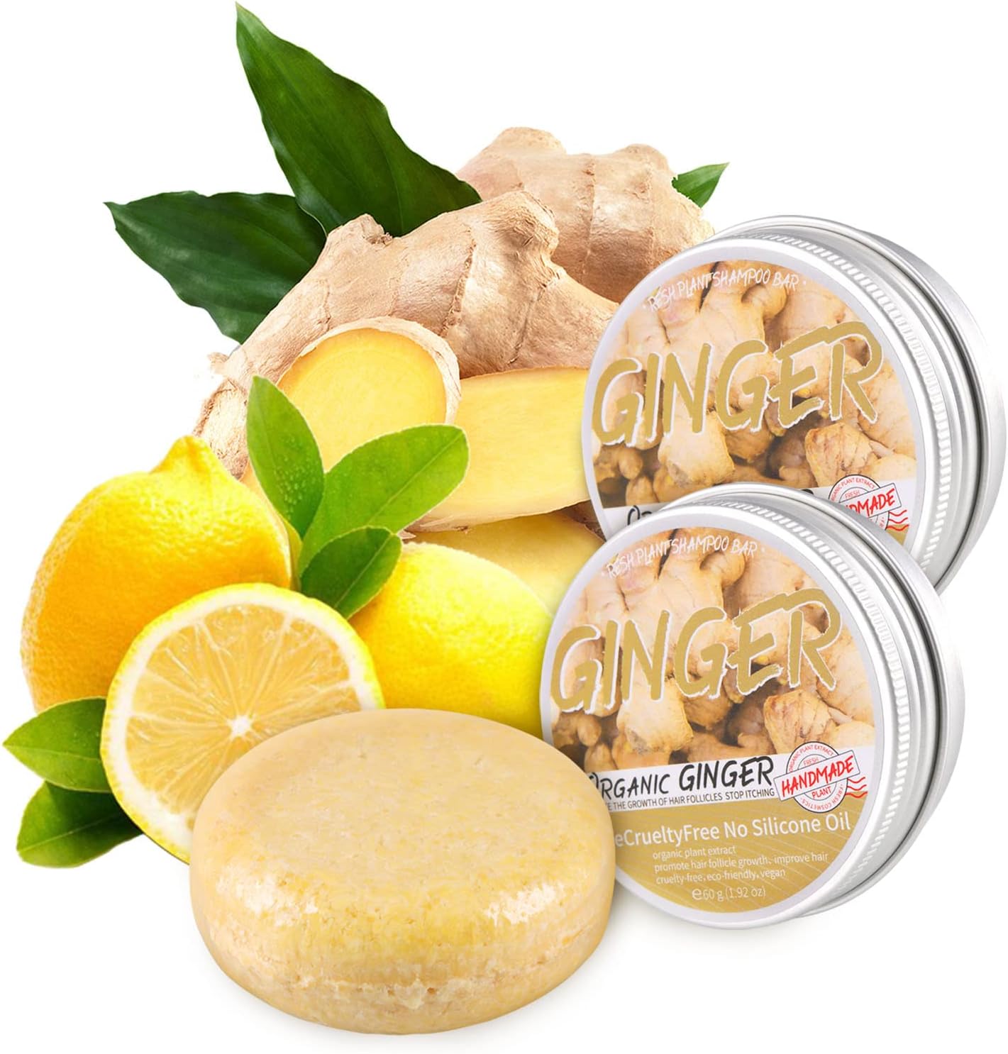 Starhig 2 Pcs Ginger Hair Growth Shampoo Bars - Natural Organic Formula for Promoting Hair Regrowth