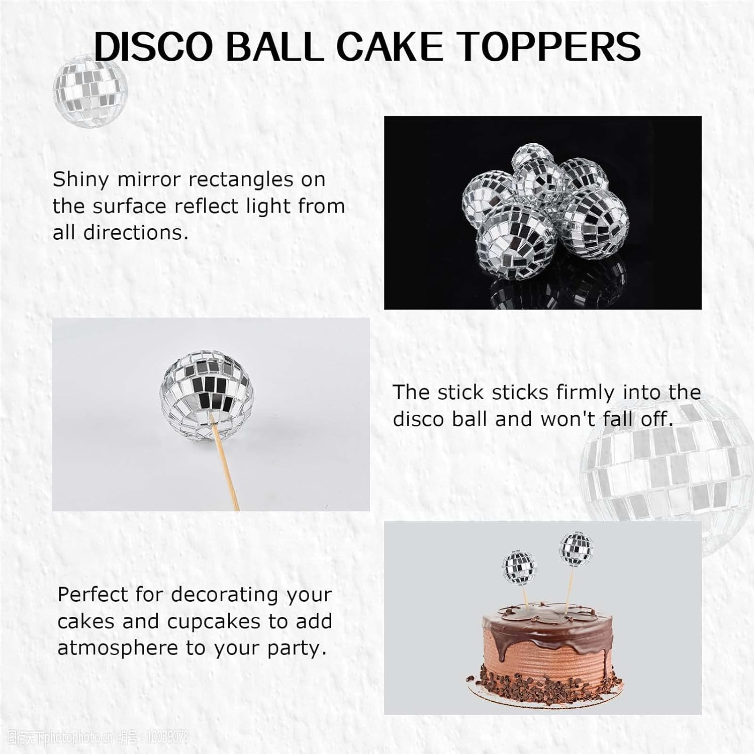 Topper Per Torte 23 Pezzi A Tema Discoteca Anni '70, Decorazioni Per Feste Compleanno Bambini, Stile Retro Disco - 2