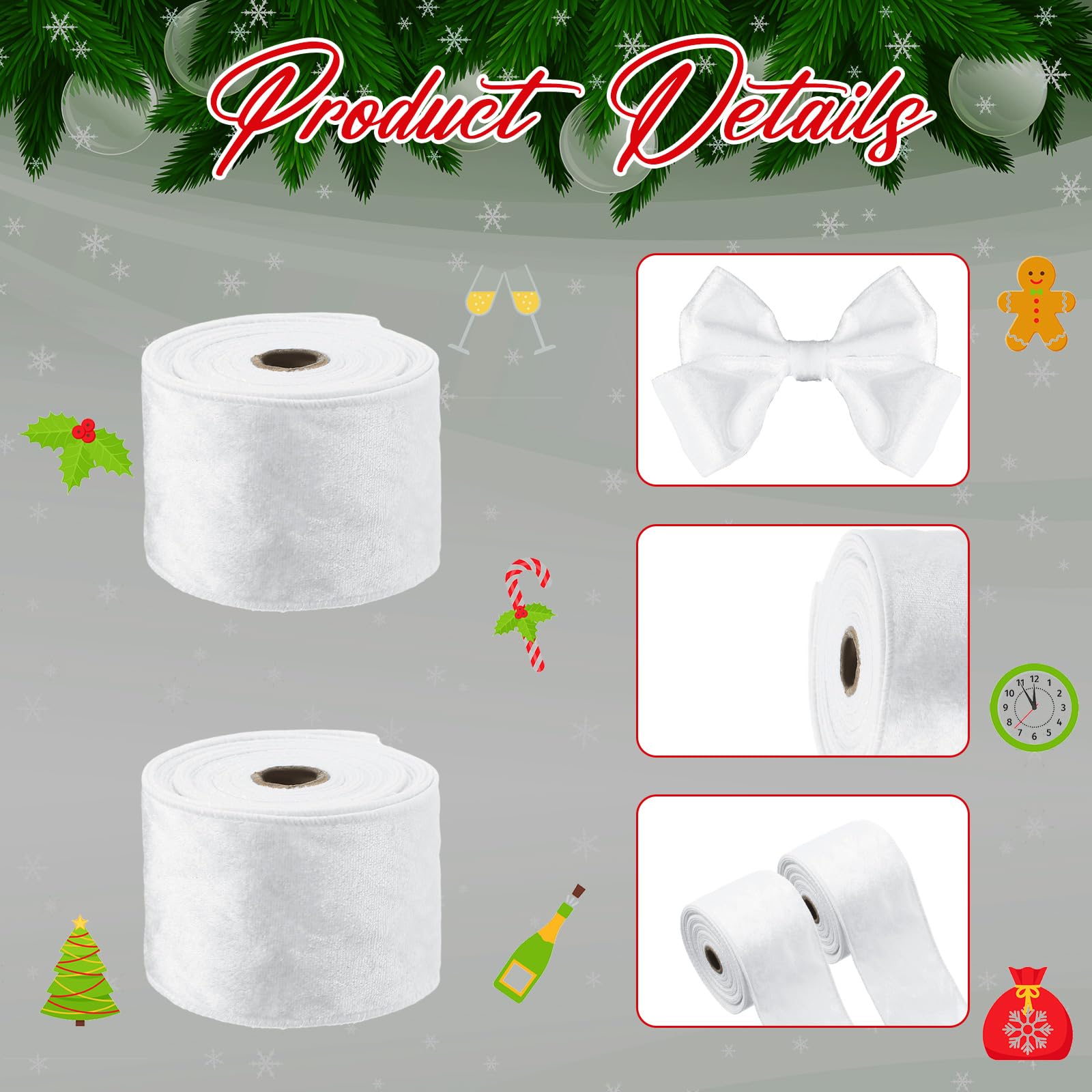 Fiocchi Di Velluto Per Albero Di Natale - Set Di 5 Pezzi, Decorazioni Vintage Per Ghirlande E Addobbi