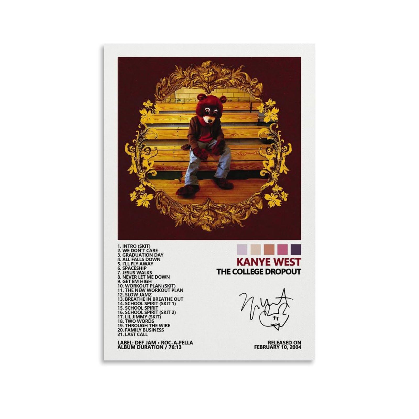 Kanye West College Dropout Poster - 12x18 Inch Music Album Art Wall Decor For Bedroom