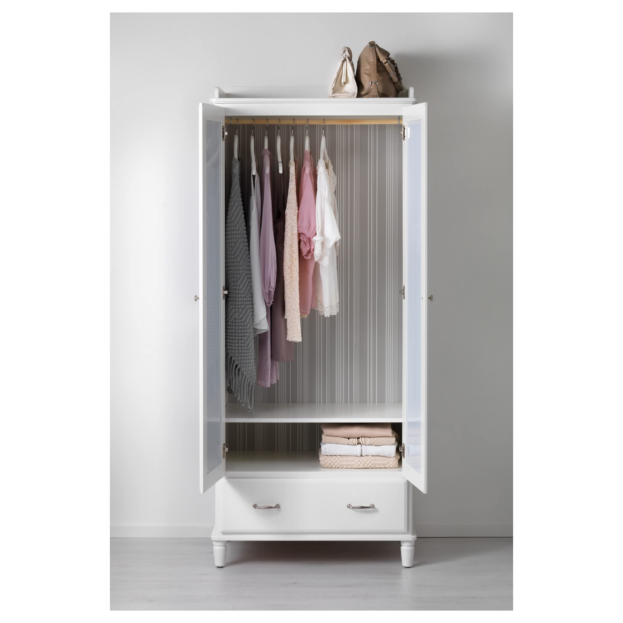 Amazon｜IKEA TYSSEDAL ワードローブ 88x58x208cm ホワイト/ミラー