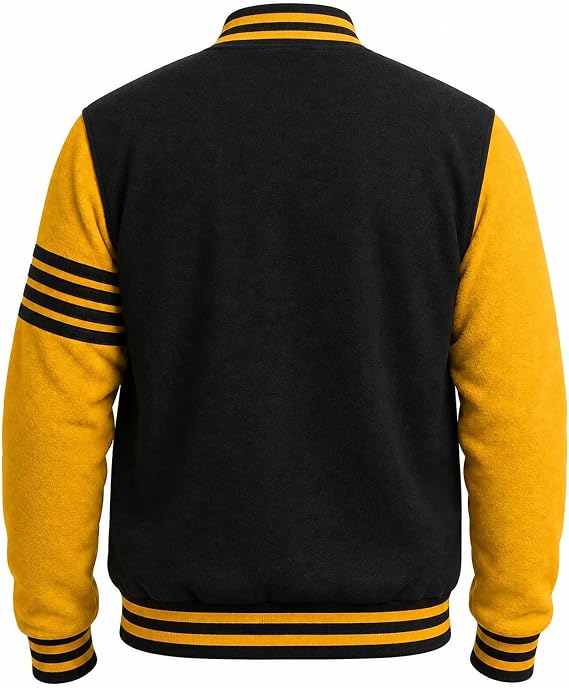 Decrum Varsity Jacket Men - High School Baseball Style Striped Sleeve Bomber Jackets For Men