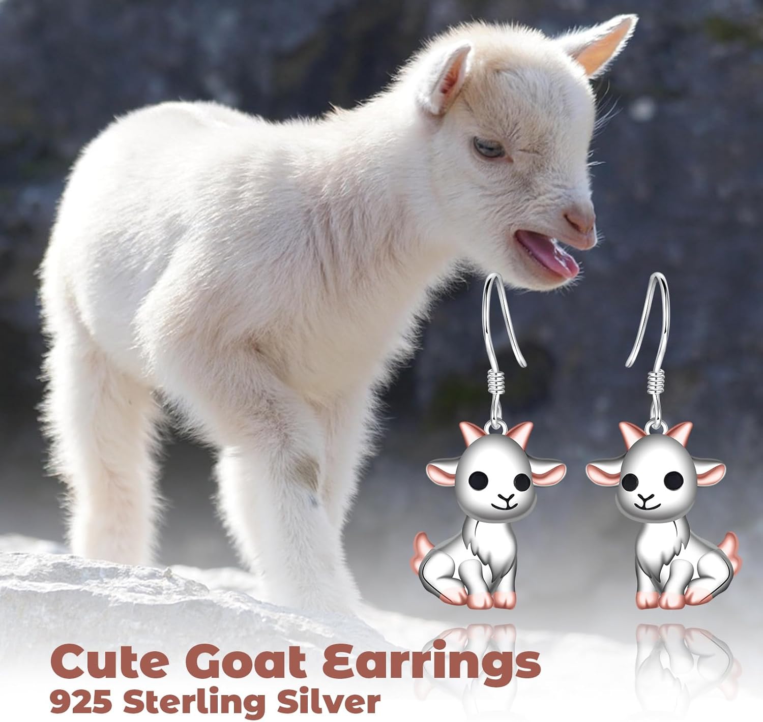 Cute Goat Earrings for Women - 925 Sterling Silver Animal Goat Dangle Drop Earrings Lamb Jewelry Gifts Hypoallergenic for Daughter Mother - Image 5