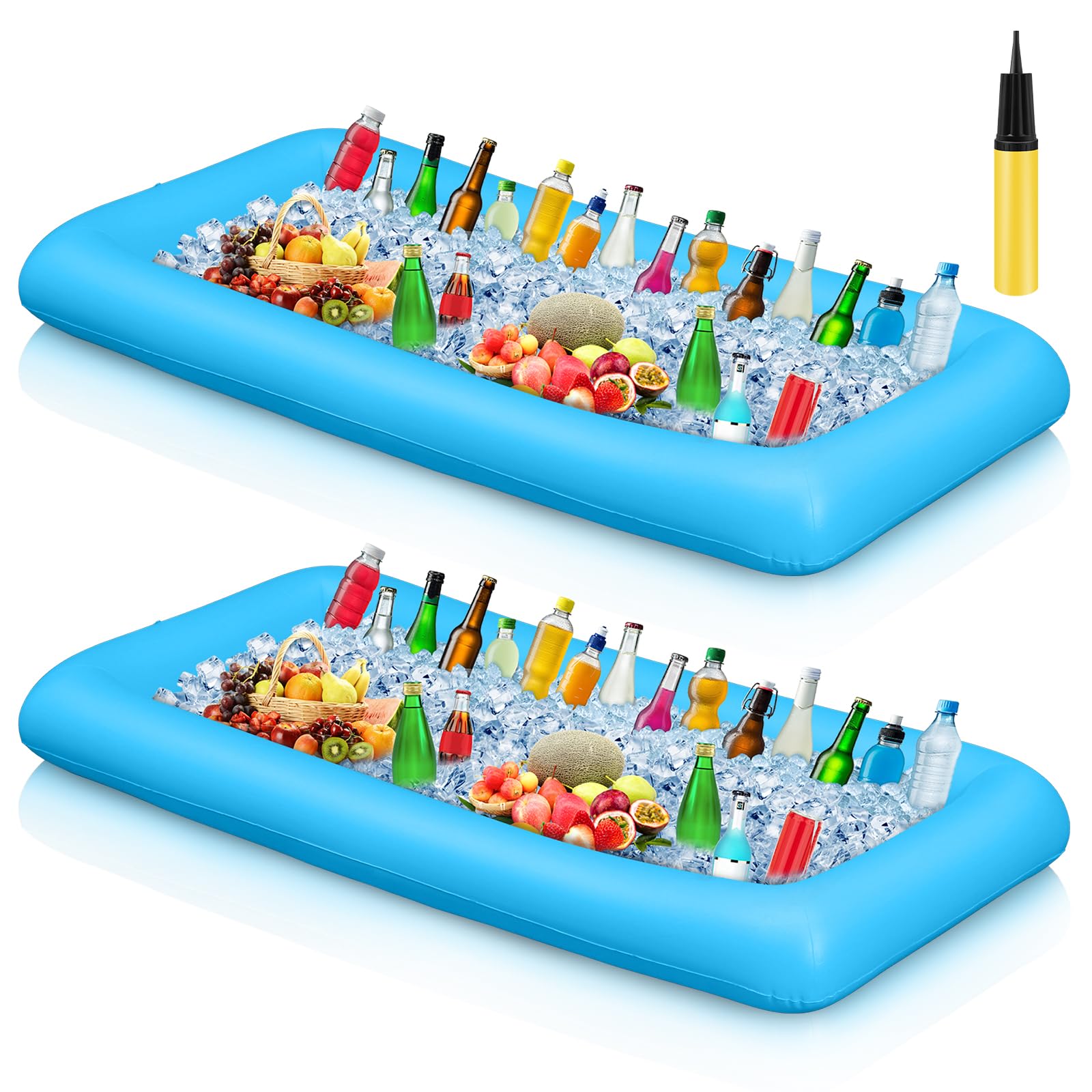 Barre de service gonflable avec gonfleur Leitee lot de 2 bac à glaçons grand format pour fête