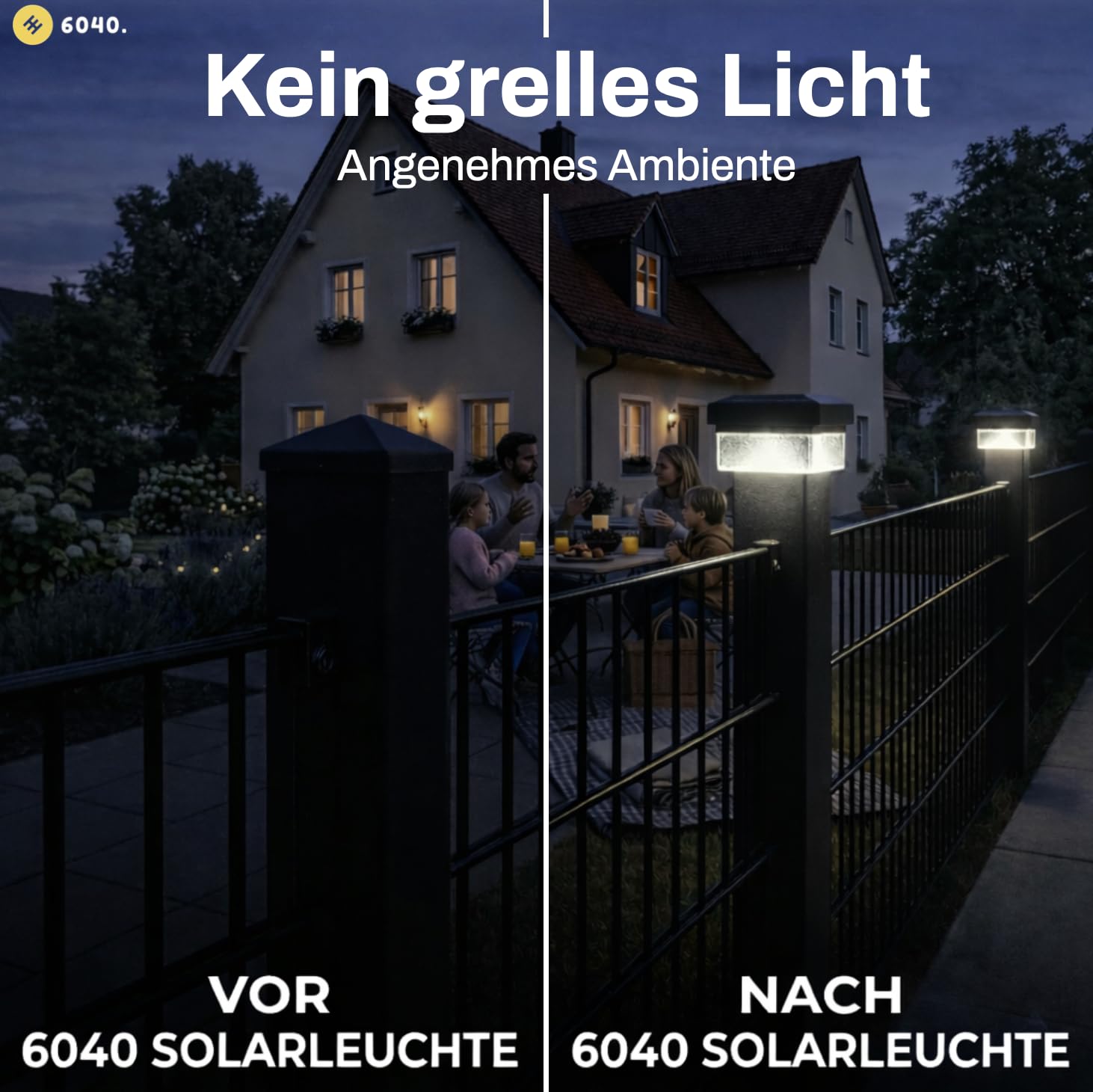 Solar Zaunleuchte LED 6er Pack – Zaunbeleuchtung für Doppelstabmattenzaun Neutralweiß 4000K IP65
