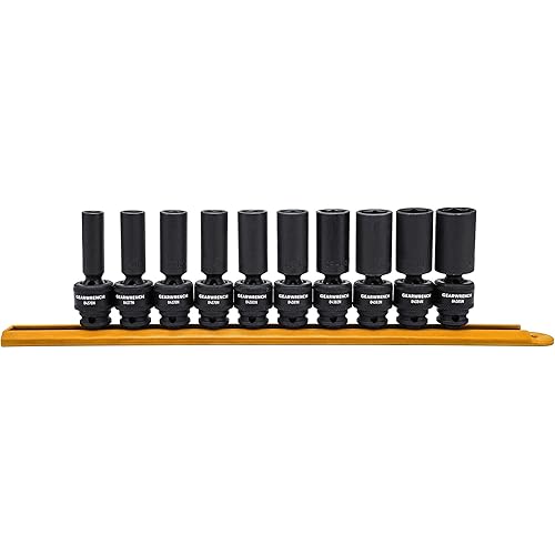 GEARWRENCH 10 Pc. 3/8 Inch Drive 6 Pt. Deep Universal Impact Socket Set, Metric - 84924N