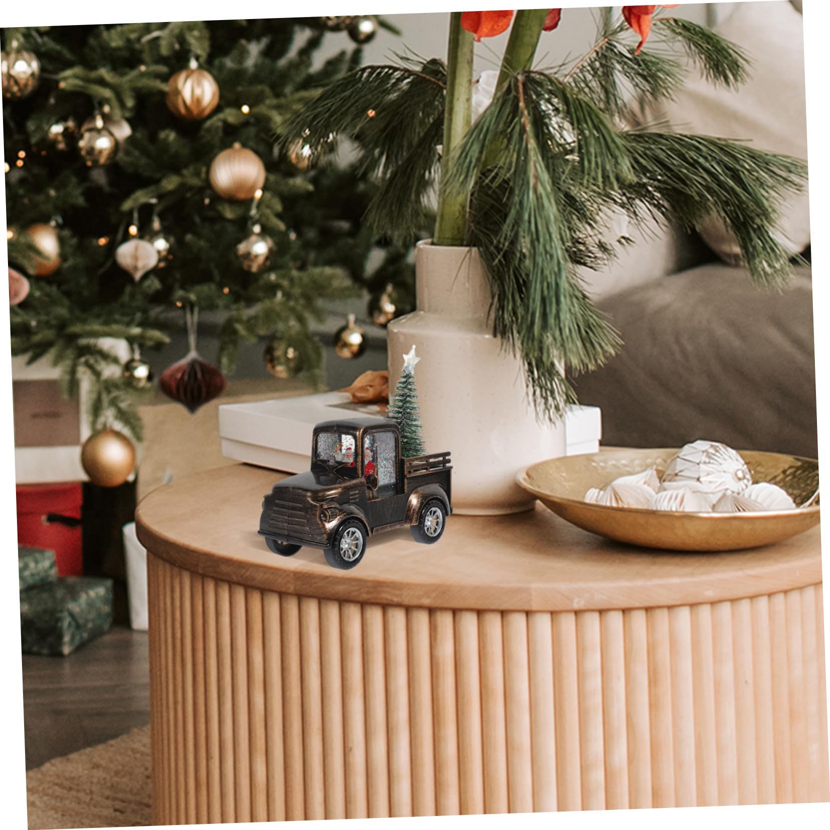 Mini Decorazione Di Babbo Natale A Forma Di Trattore Statua Di Natale Luminosa Per Bambini E Bambine Da Tavolo Con Paillettes Decorazioni Natalizie