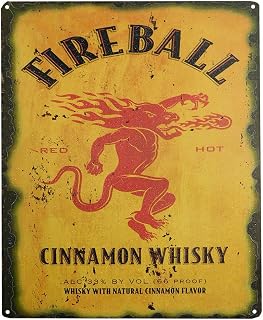 Fireball Red Hot Cinnamon Whisky Alc 33% By Vol (66 Proof) 12"x15" Metal Plate Parking Sign - Made in USA
