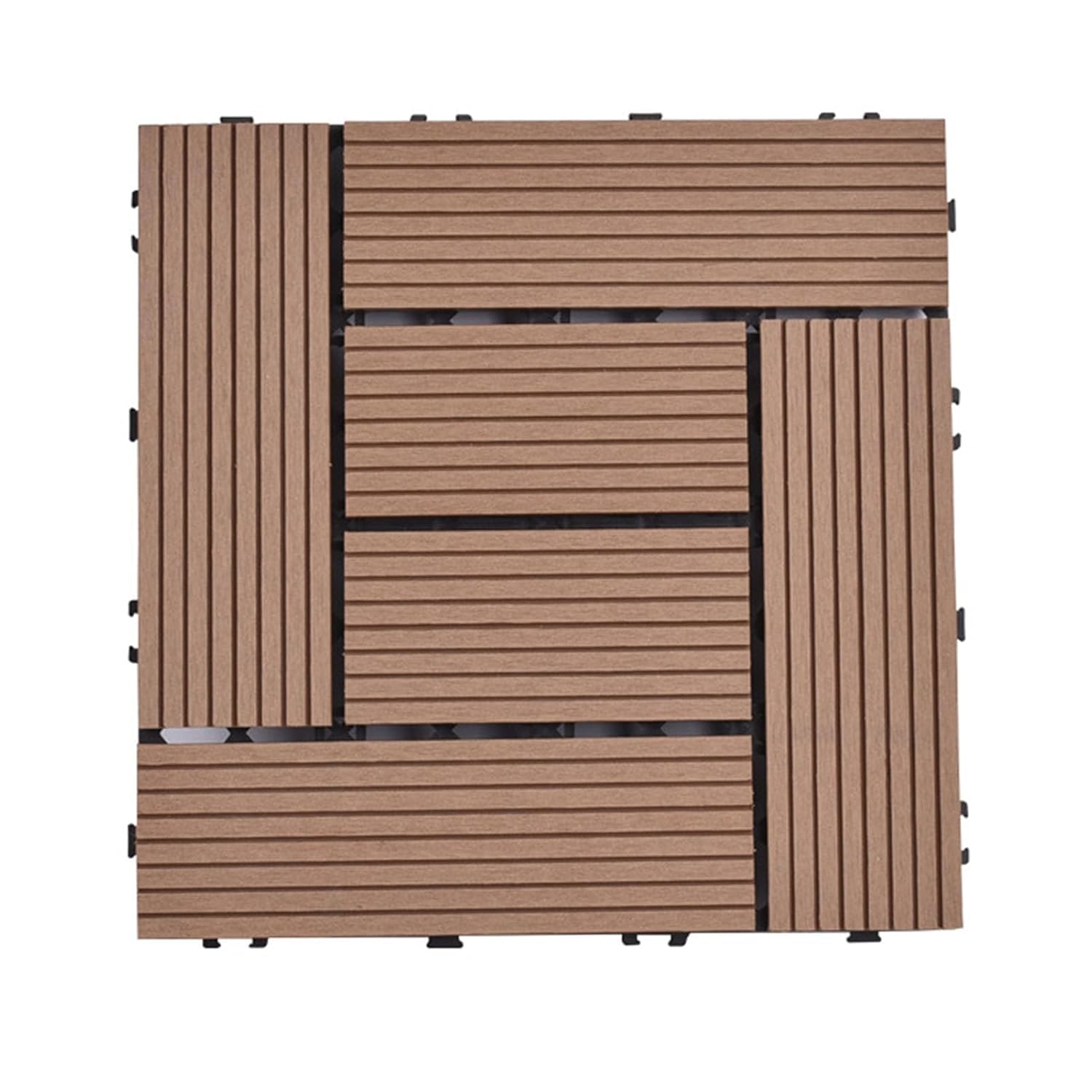Dalles et lames de terrasse en composite, 11 dalles emboîtables en bois for terrasse et patio, multicolores, 30 x 30 x 2 cm.(C-Wood)
