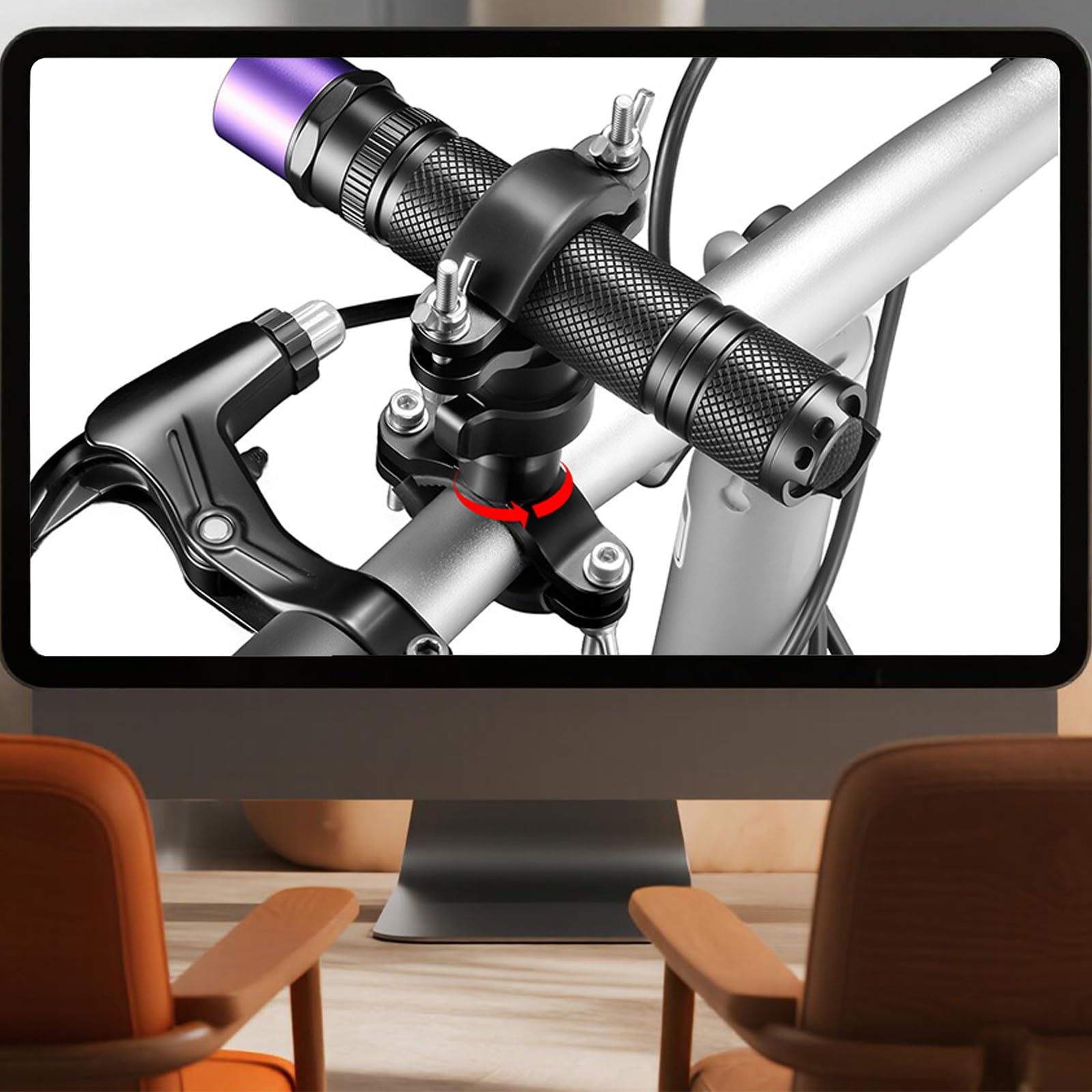 Starker Aluminium Fahrradhalter, 360° Rotierbar, Passt zu Großen Taschenlampen & U-Schlössern. Befestigt Große Lampen und Schlösser Sicher, Starksichtig Konzipiert für Zuverlässige Nutzung