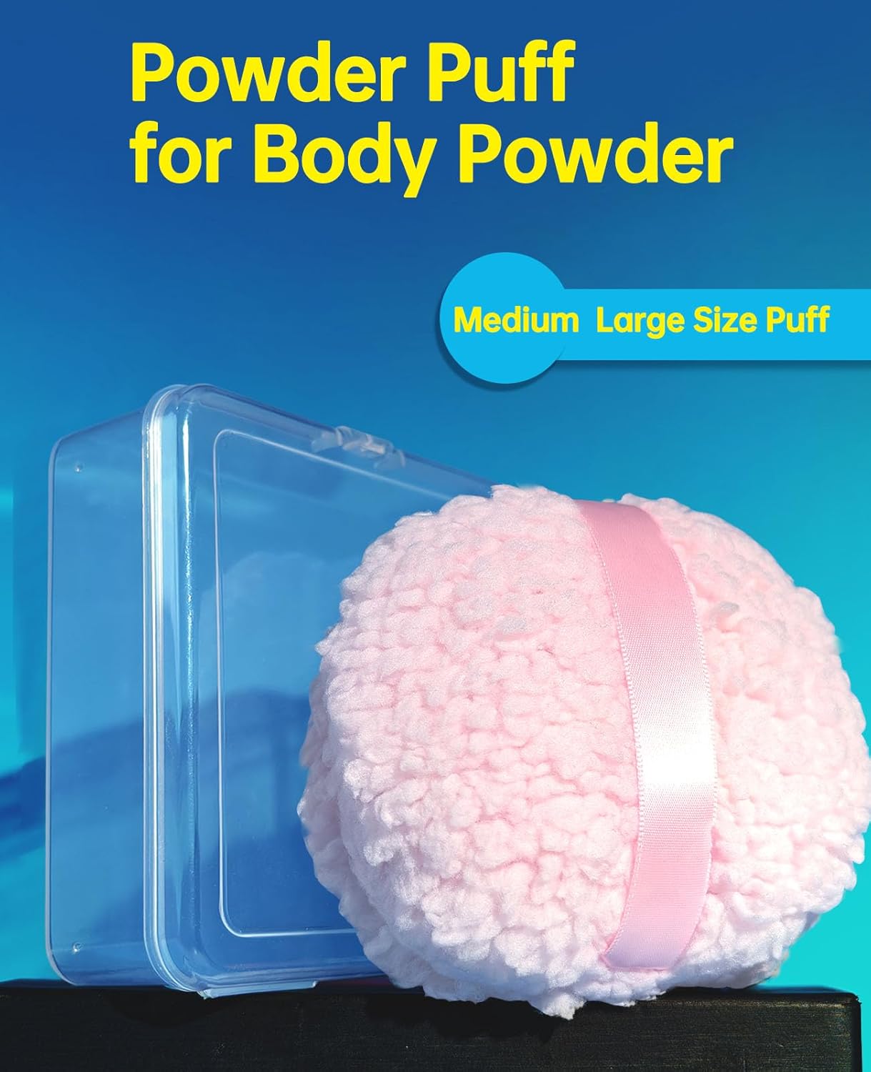 4" Large Powder Puff, Soft Fluffy Powder Puff for Body and Container, Even Application, Washable, Travel Pack, Light Pink - Image 7