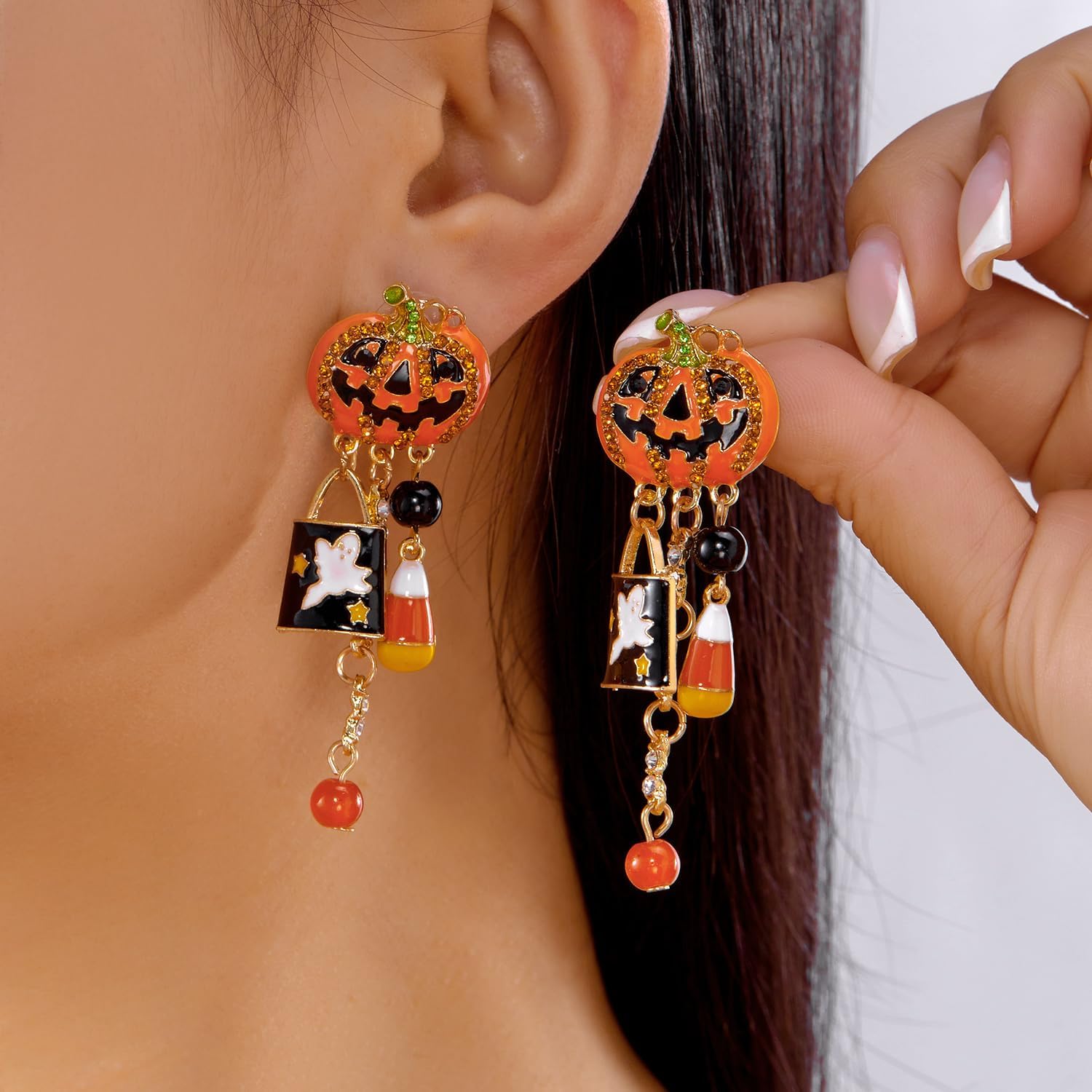 Halloween Earrings Dangle Drop, Skull Pumpkin Gost Spider earrings for women Scary Party for Halloween Accessories - Image 5
