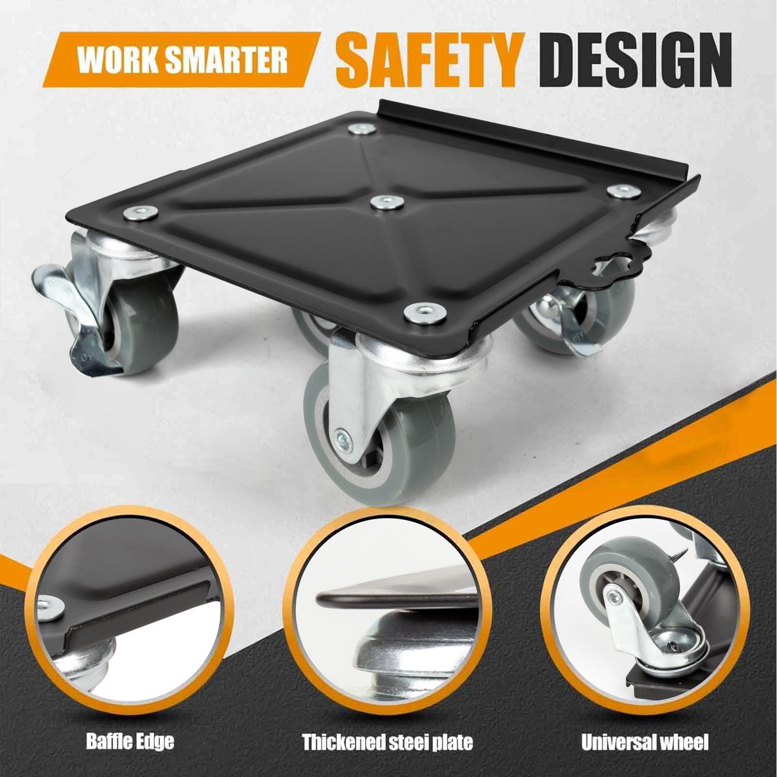 Kit Sollevatore Mobili, Spostare Mobili Pesanti, Kit Spostamento Mobili con Funzione di Parcheggio, Carico 1500 kg, con 5 Ruote Girevoli 360° per Spostamento Facile dei Mobili Grigio