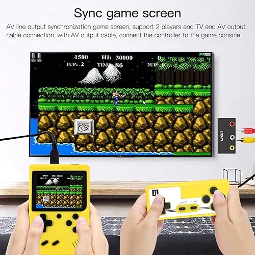 Miniatura 9 de Mini consola de videojuegos portátil retro Gameboy incorporada en 800 juegos clásicos 2023 para conectar TV y dos jugadores, amarillo