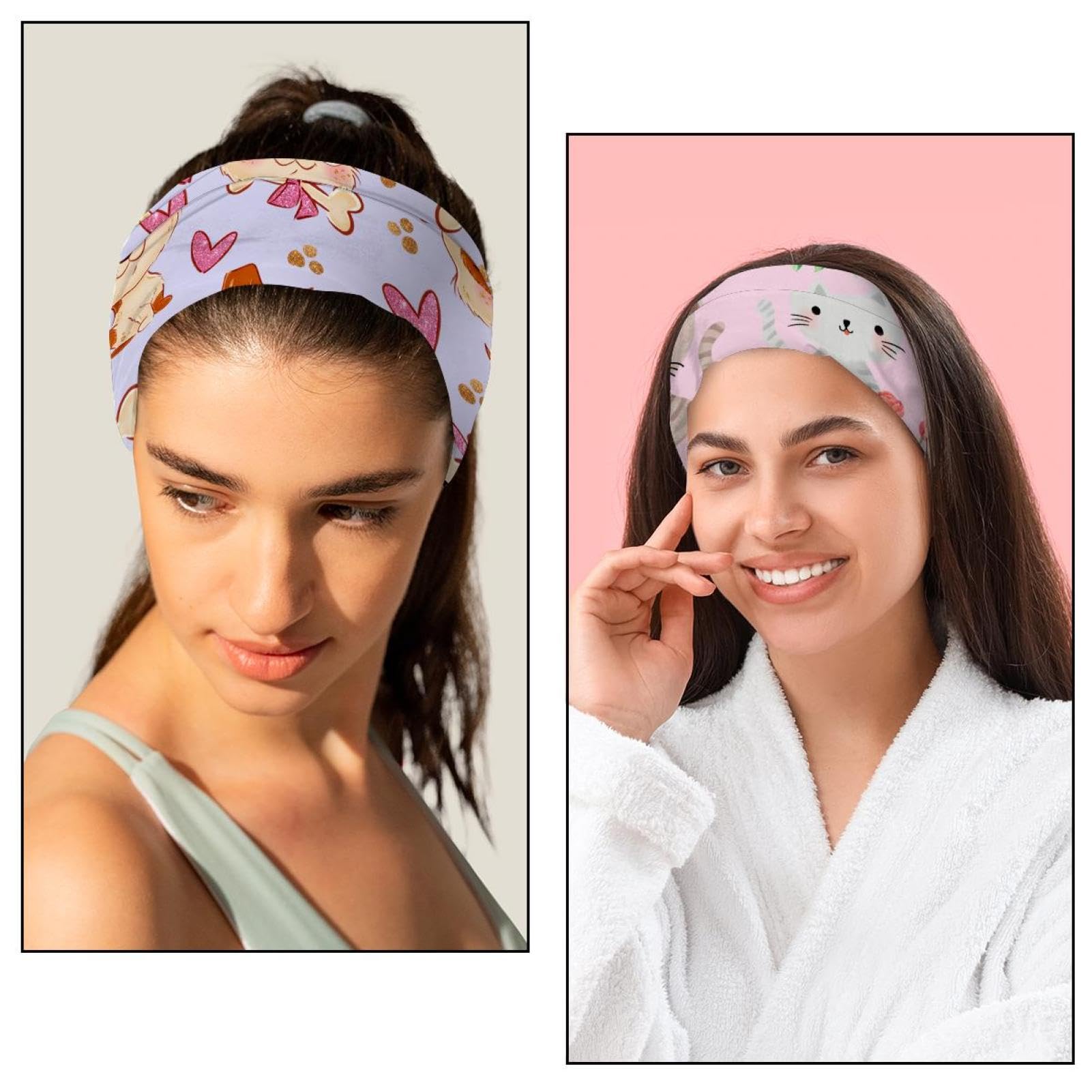 Lot de 6 bandeaux élastiques pour femme, motif tigre lune, bandeau antidérapant, bandeau anti-transpiration, bandeau de yoga pour entraînement, sport, gym, course à pied, fitness