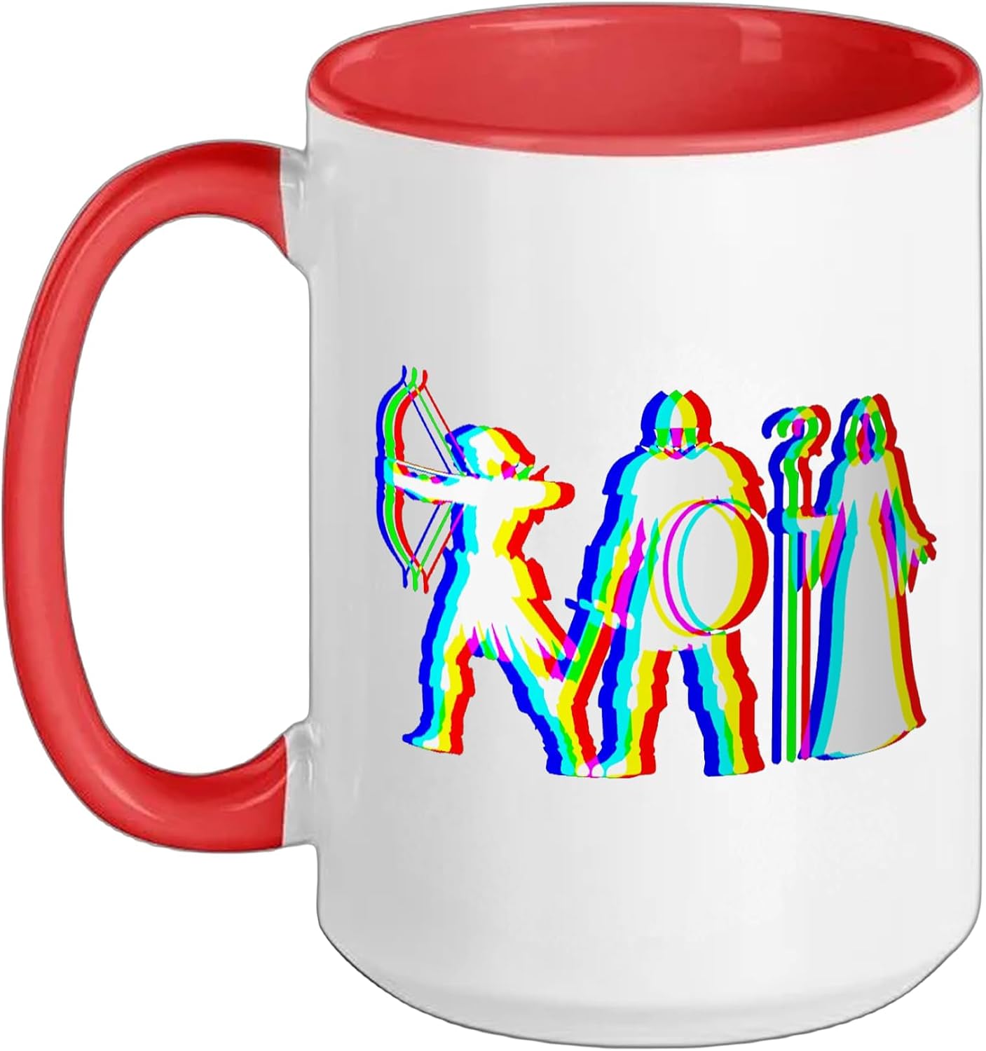 EDM Glitch Style Miniature Painting Warriors Gaming Art Ceramic Mug, Red/White, 15oz