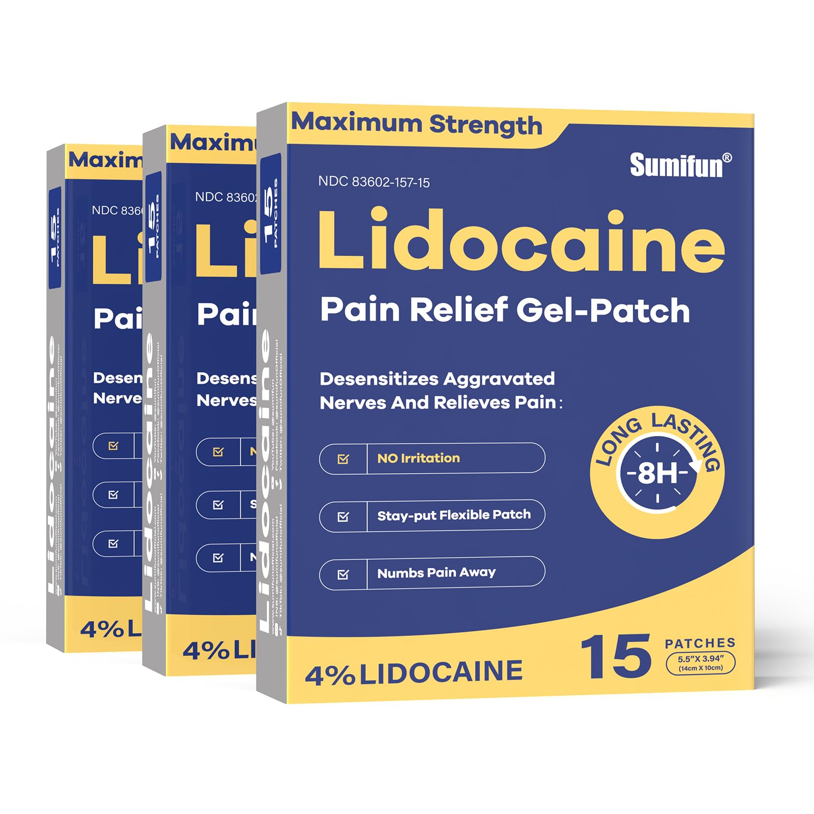 Sumifun 4% Lidocaine Pain Relief Patches 15 Counts(Pack of 1) — Amazon image 9