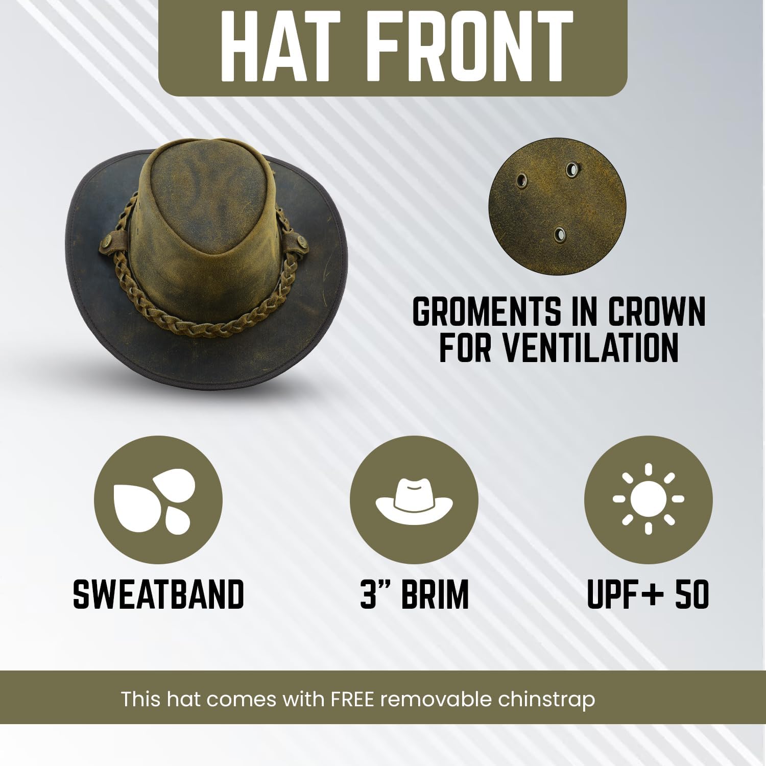 Safari Crazy Leather Cowboy Hat for Men & Women - Western Outback Hat, Genuine Leather, Shapeable Brim