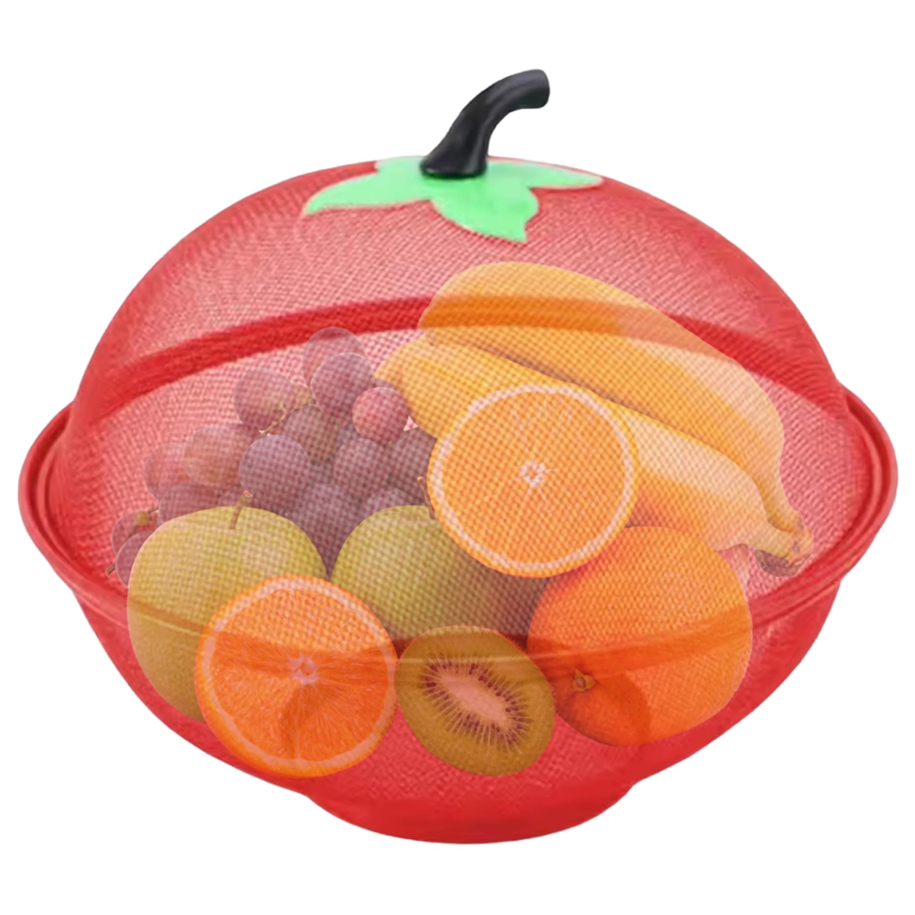 Bol à fruits avec couvercle, panier à fruits en treillis métallique de 11 pouces avec fond surélevé, panier alimentaire élégant et fonctionnel pour la cuisine, rouge