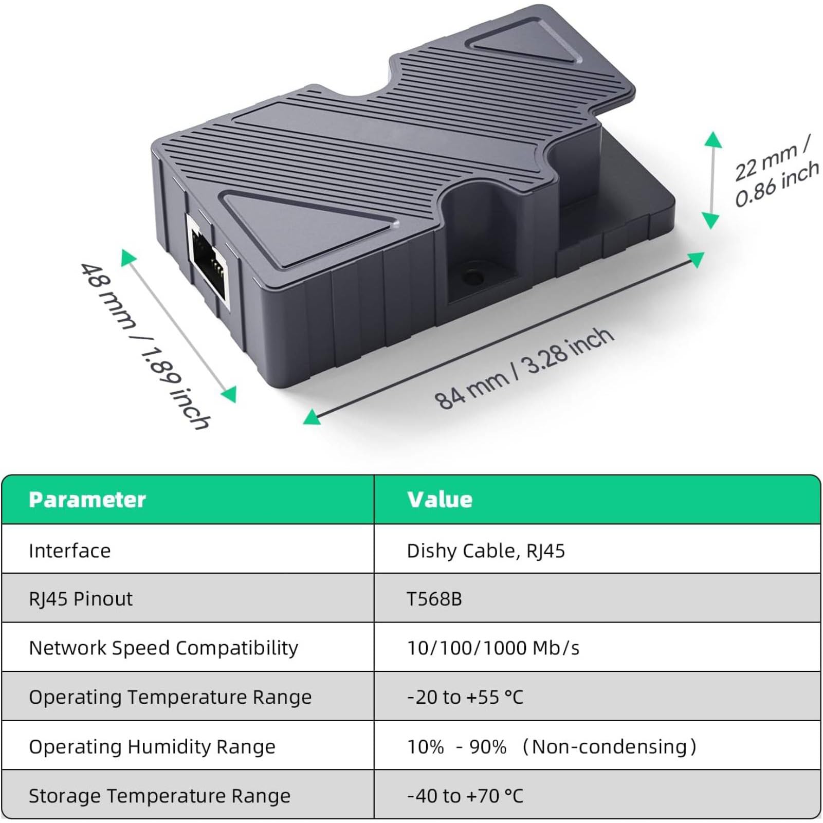 150W GigE PoE Injector Dishy Cable Adapter to RJ45 with Surges and ESD Protector DC Step Up Converter 12?48V 168W