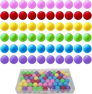 Hotusi 60 Pcs Chinese Checkers Marbles Balls in 6 Colors,Game Replacement Marbles Balls with Plastic Box for Marble Run, Marbles Game