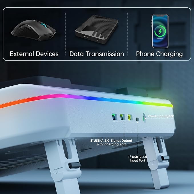 Base para portátil gamer con ventilador potente y RGB miniatura 5