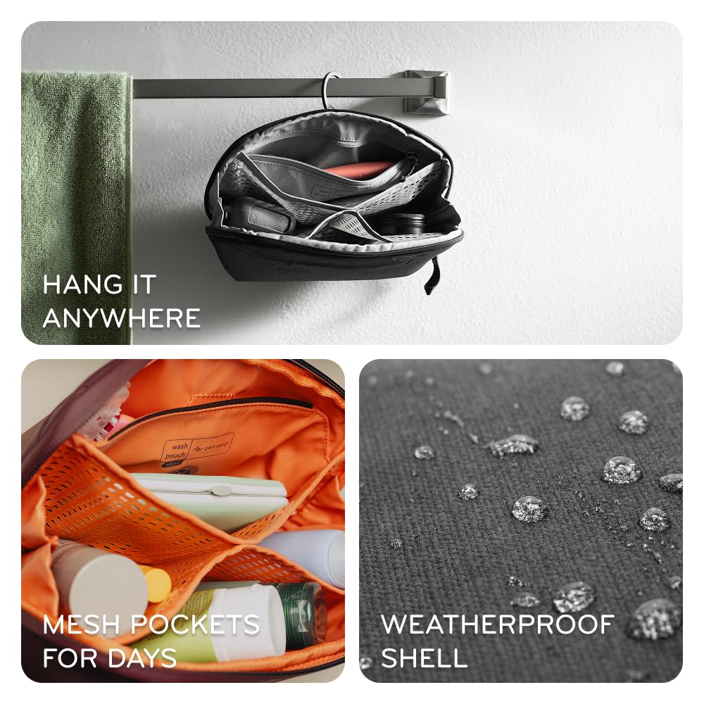 Peak Design Pochette da viaggio piccola Ocean, resistente alle intemperie, kit Dopp verticale o sospeso con tasche, tasca magnetica per spazzolino da denti, ampia apertura UltraZip, borsa da toilette
