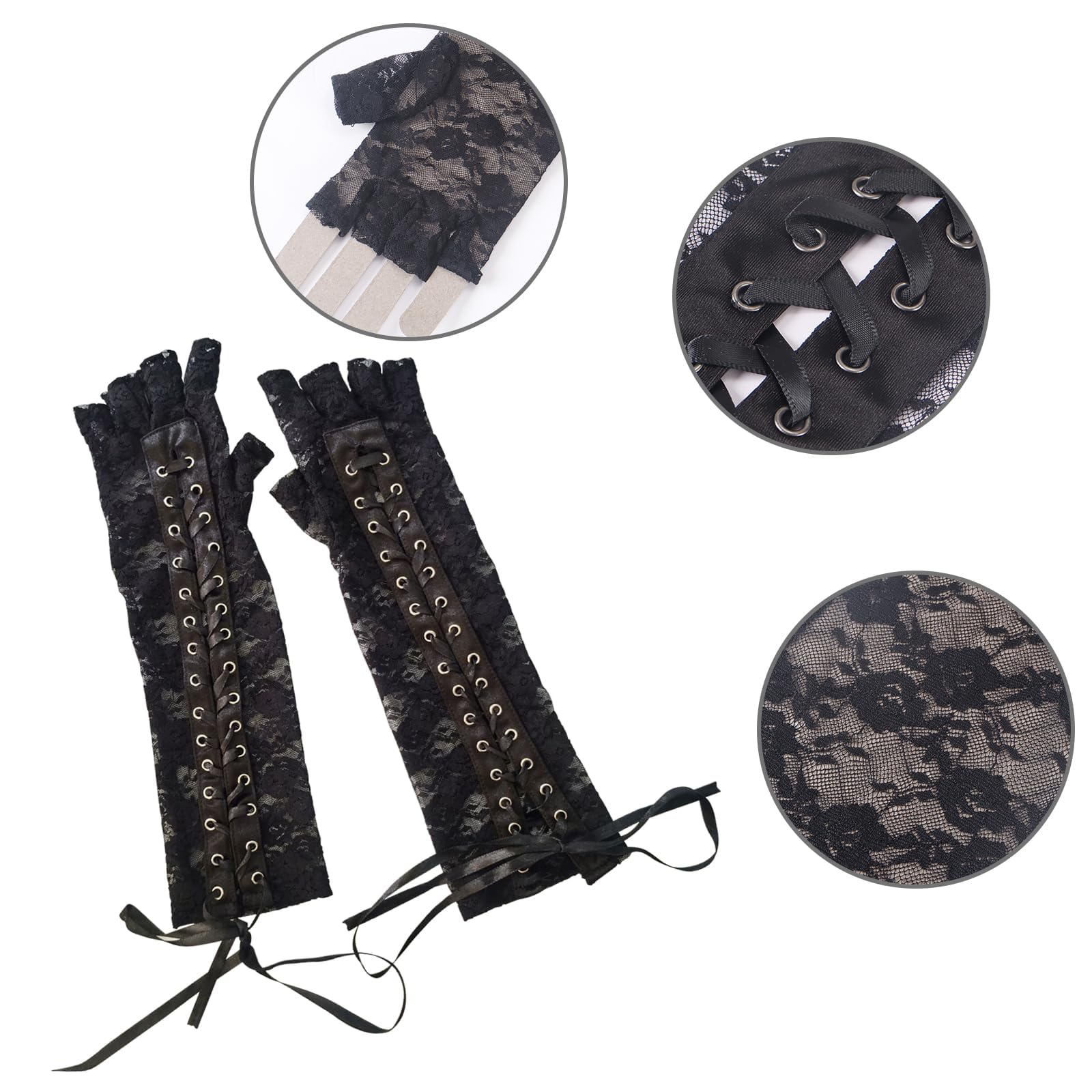 COZERI Gothic Black Lace Gloves - Image 3