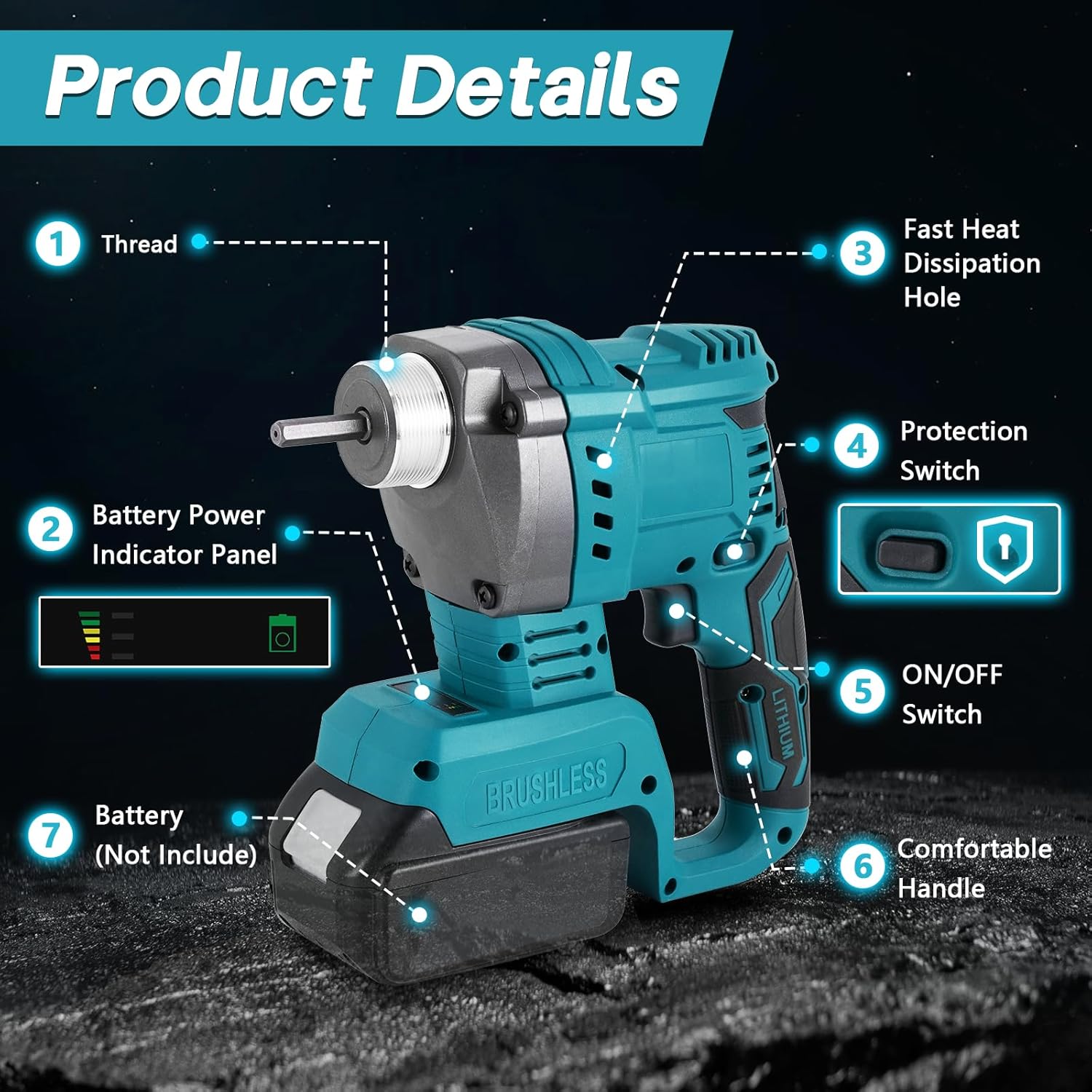 YJINGRUI Handheld Concrete Vibrator, for Makita 18V Max Battery, Cordless Concrete Vibrating Tool 600W, 6000RPM Portable Cement Vibrator with 3.8ft Shaft Rod, Bubble Removal