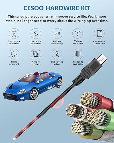 Miniatura 4 de Kit de cable rígido para cámara de tablero con cable adaptador tipo C, kit de cable duro mini USB, para tipos de interfaz mini USB y tipo C para