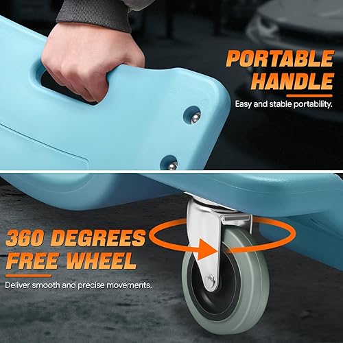 Miniatura 95 de DNA MOTORING Enredadera de plástico de perfil bajo de 40 pulgadas con reposacabezas acolchado, bandejas de herramientas y 6 ruedas, verde