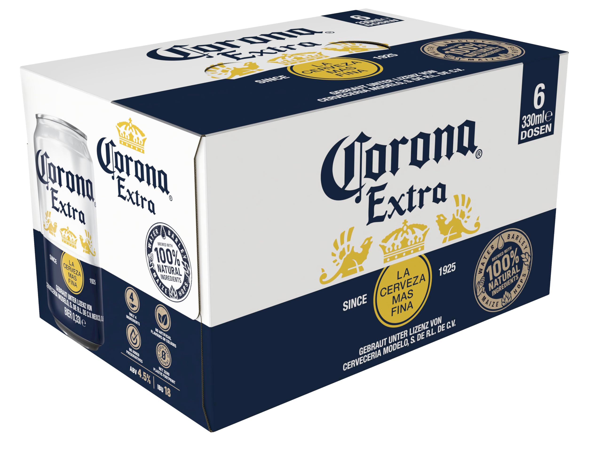 Corona Extra Premium Lager Dosenbier, EINWEG, Internationales Lager Bier (6 X 0.33 l)