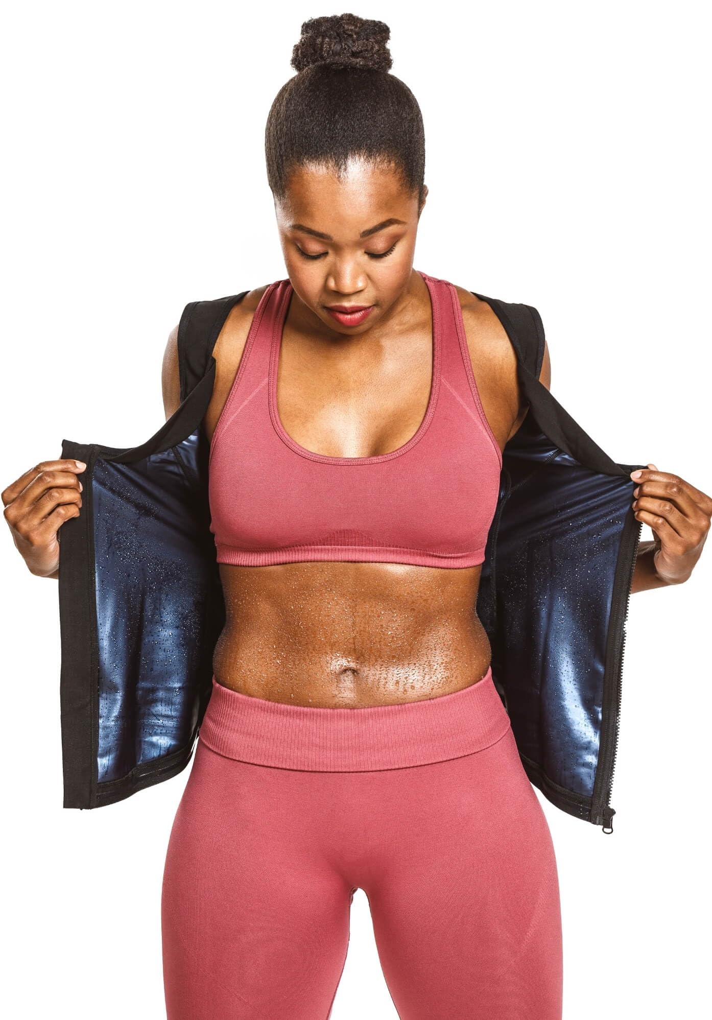 olsic Women Sauna Suit Sweat Vest Waist Trainer, Tummy Control Body Shaper for Workout Gym, Zipper Compression Slimming Vest for Running Fitness, Heat Trapping Shapewear-picture-17