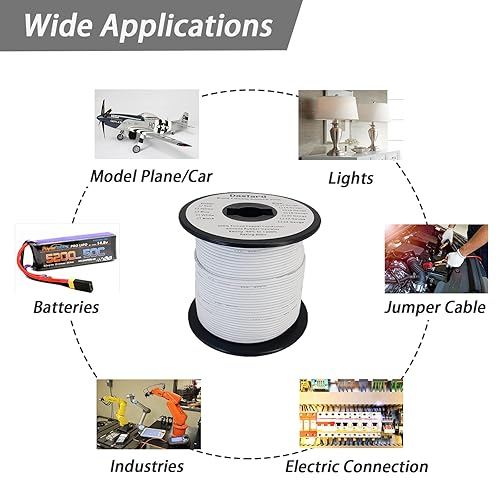Miniatura 10 de Dastard Cable trenzado de silicona de 16 AWG, carrete rojo de 100 pies, cable flexible para automóviles calibre 16, alambre de cobre estañado