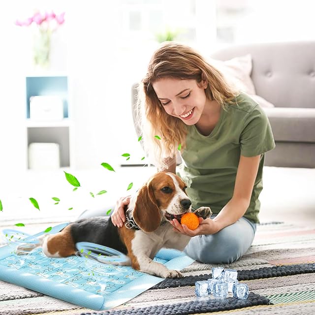 Foto 2 de 7 de PETCUTE Almohadilla de Refrigeración para Mascotas,Lavable Camas para Perros con Fondo…