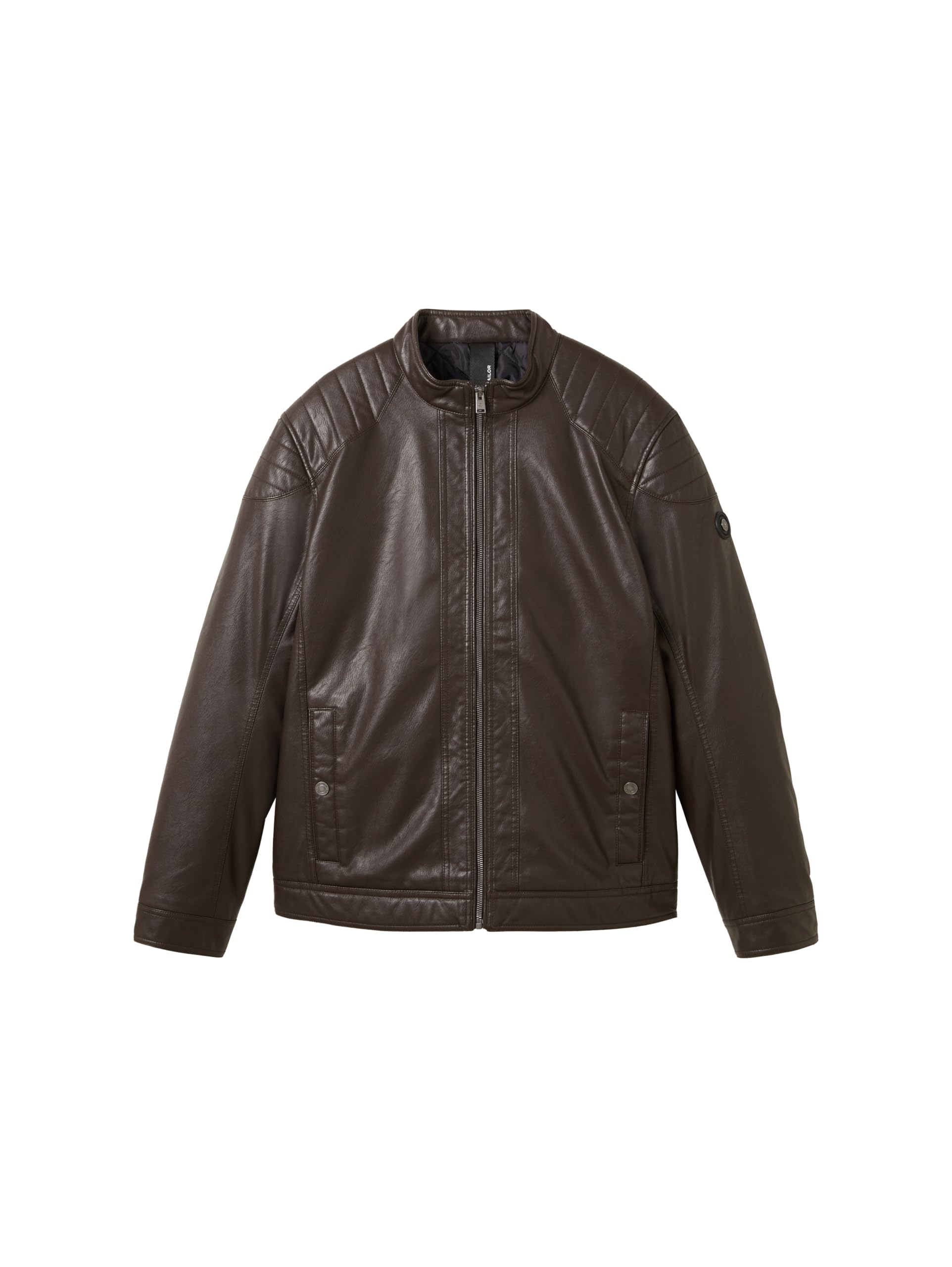 TOM TAILOR Męskie Kurtka motocyklowa ze sztucznej skóry 1026337, 31523 - Espresso Brown Fake Leather, S