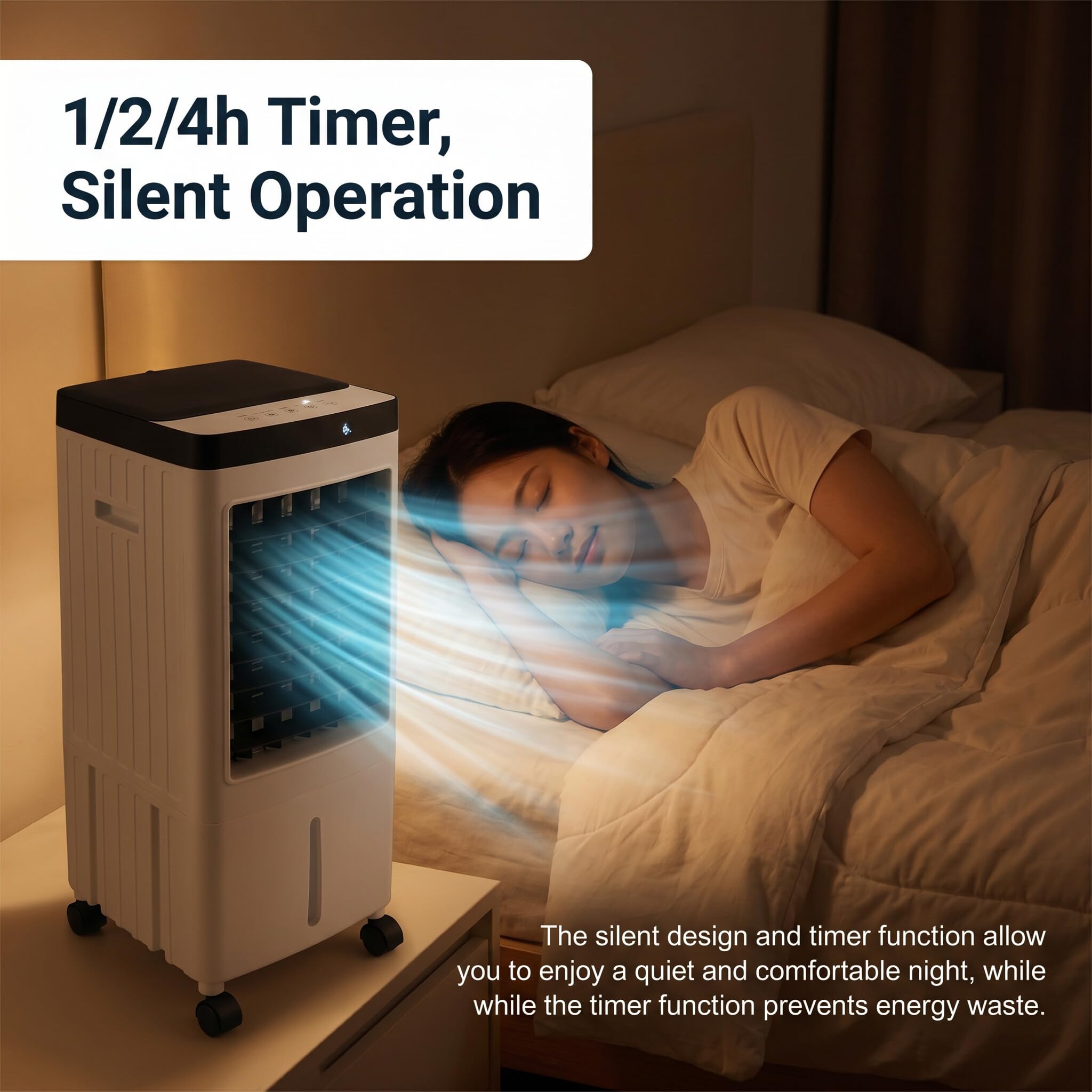 Luocute Verdunstungsluftkühler, Tragbarer 3-IN-1-Lüfter mit Fernbedienung und 3 Geschwindigkeiten, für Home-Office-Schlafzimmer (EU-Stecker 220 V)