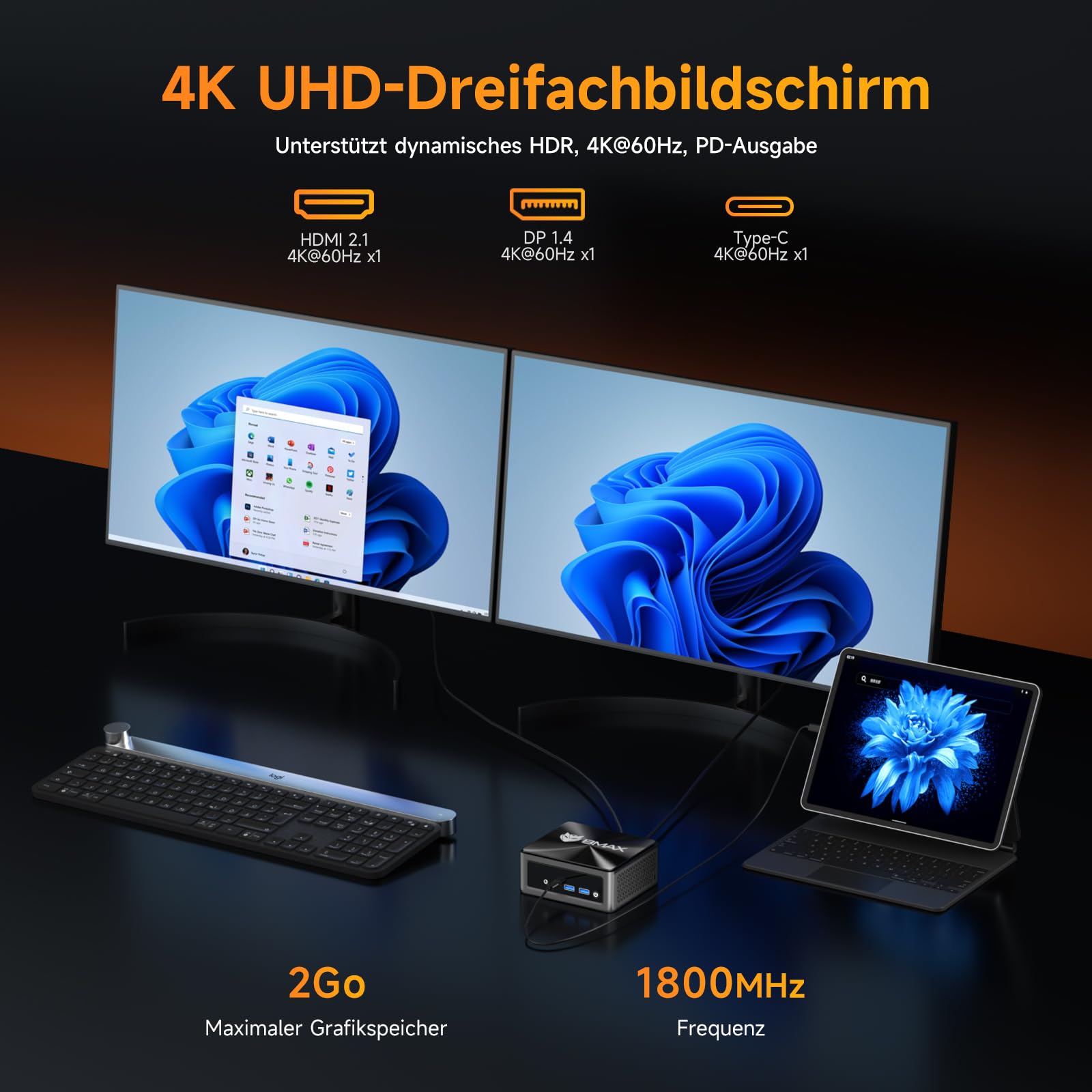 BMAX Mini PC B7APro AMD Ryzen 5 7430U 16GB DDR4 512GB M.2 NVMe SSD