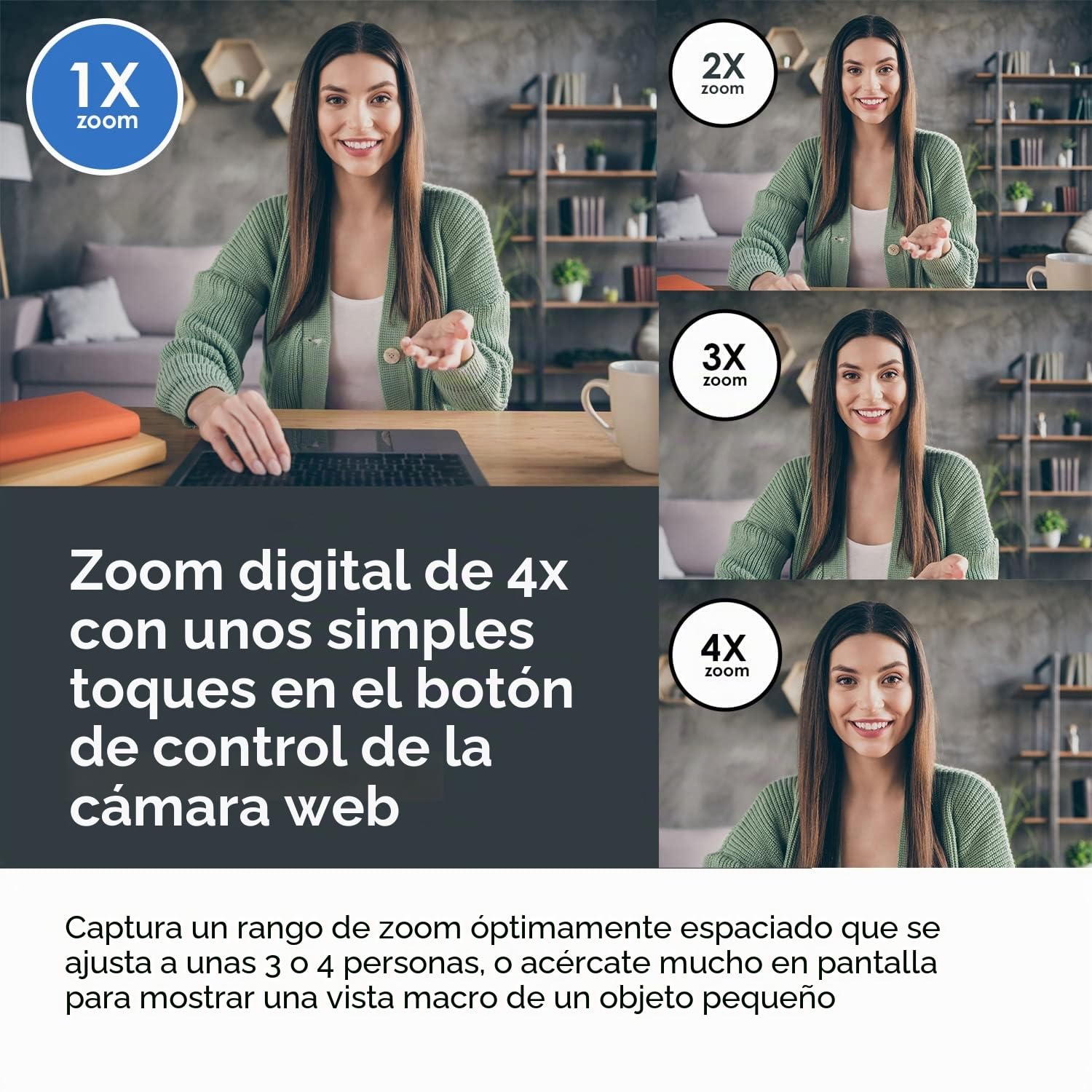 Creative Live! CAM Sync V3 2K QHD Cámara Web USB con Zoom Digital 4X (4 Modos de Zoom de Gran Angular a Vista Vertical Estrecha), Lente de privacidad, 2 micrófonos, para PC y Mac.. | Cámara web 2K QHD, zoom digital 4X, micrófonos duales, Plug and Play, PC